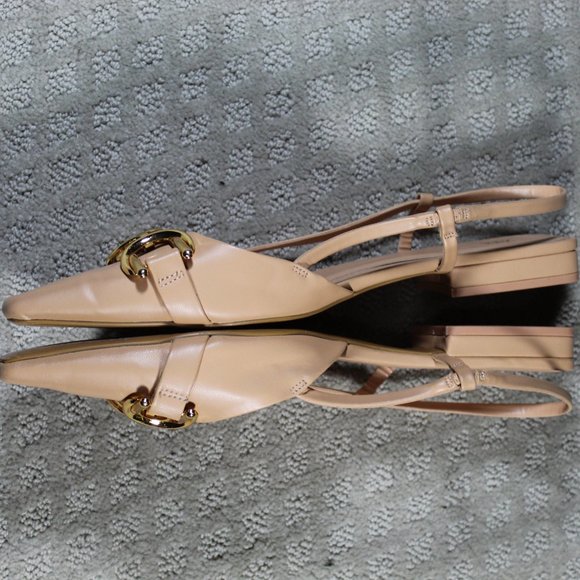 Zara Nude Slingback Flats with Toe Chain - LIKE NEW - Picture 3 of 6